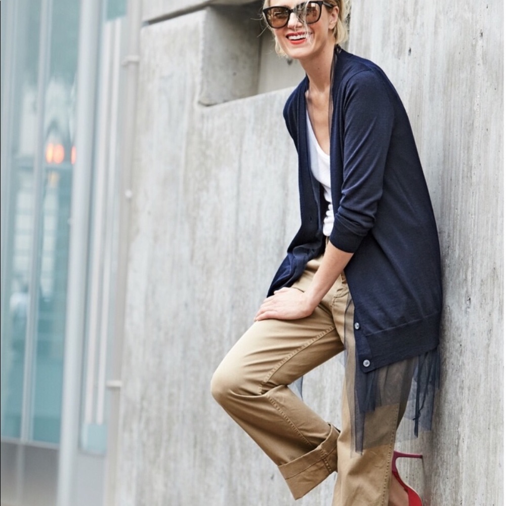 JCREW CARDIGAN w/TULLE TRIM  SZ  XSMALL - Picture 5 of 7